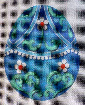 Blue Daisy Egg Needlepoint Canvas