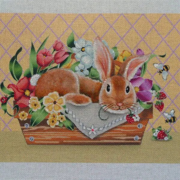 Basket Bunny Needlepoint Canvas