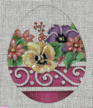 Potted Pansy Egg Needlepoint Canvas