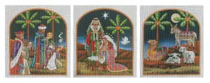 3 Piece Twilight Nativity Needlepoint Canvas