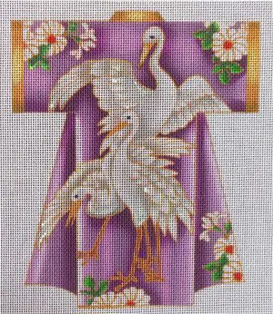 Snowy Cranes Kimono Needlepoint Canvas