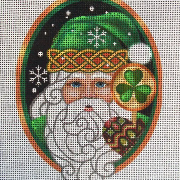 Shamrock Santa Ornament