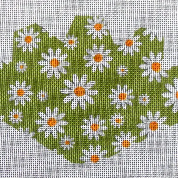 Mod Daisies (green) Strawberry