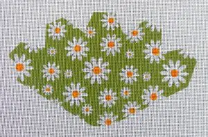 Mod Daisies (green) Strawberry