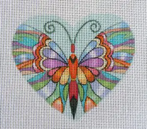 Butterfly Heart Needlepoint Canvas
