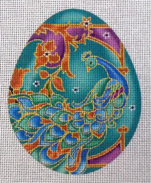 Peacock Egg Needlepoint Canvas