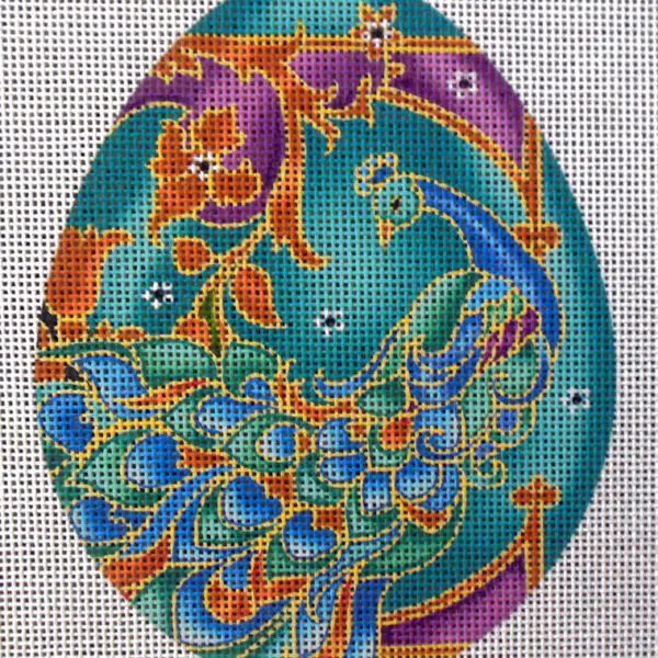 Peacock Egg Needlepoint Canvas