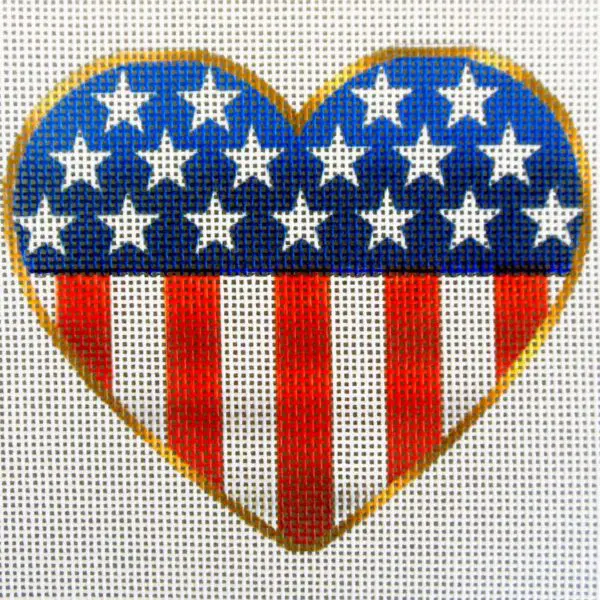 American Flag Heart Needlepoint Canvas