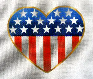 American Flag Heart Needlepoint Canvas