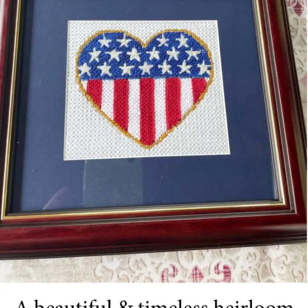 American Flag Heart Needlepoint Canvas