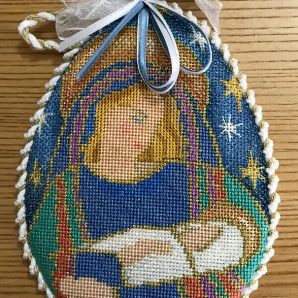 Madonna Nativity Egg Needlepoint Canvas