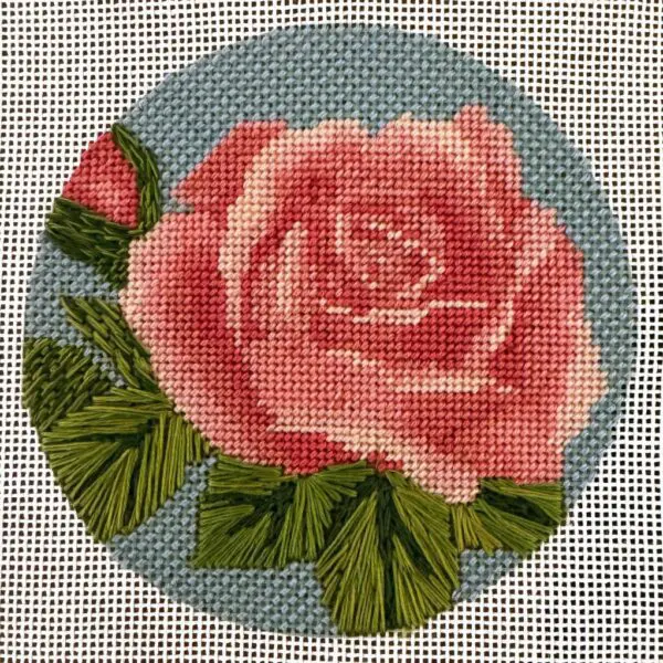 Pink Rose Needlepoint Canvas