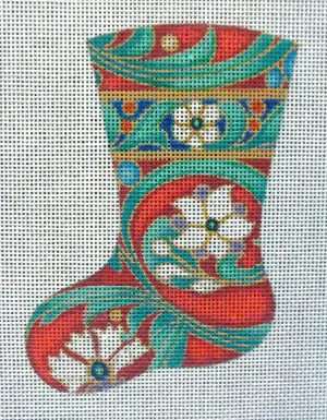 Red Asian Mini Stocking Needlepoint Canvas
