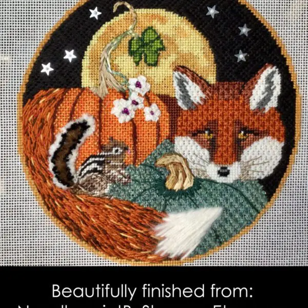 Fox in Pumpkin Patch Needlepoint Canvas