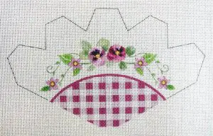 Gingham Pansies Strawberry Needlepoint