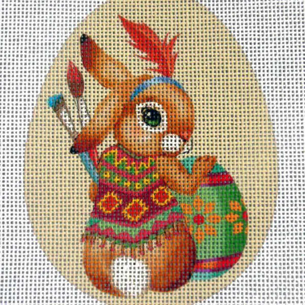 Boho Boy Bunny Egg Needlepoint Canvas