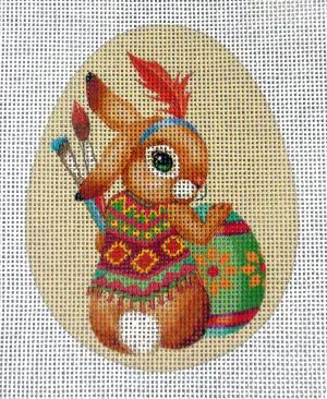 Boho Boy Bunny Egg Needlepoint Canvas