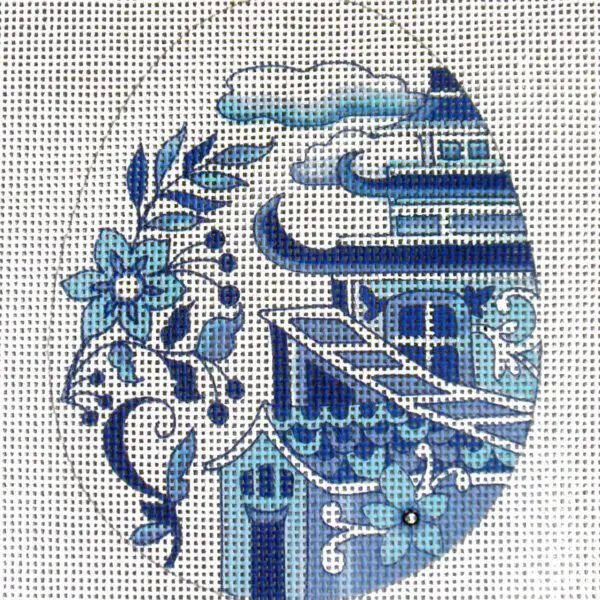Chinoiserie Pagoda Egg Needlepoint Canvas