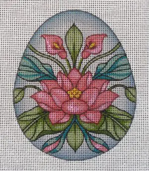Pink Lotus Egg Needlepoint Canvas