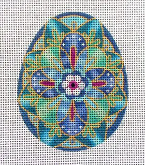 Psanky Egg Blue Needlepoint Canvas