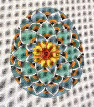 Psanky Sunflower Egg Needlepoint Canvas
