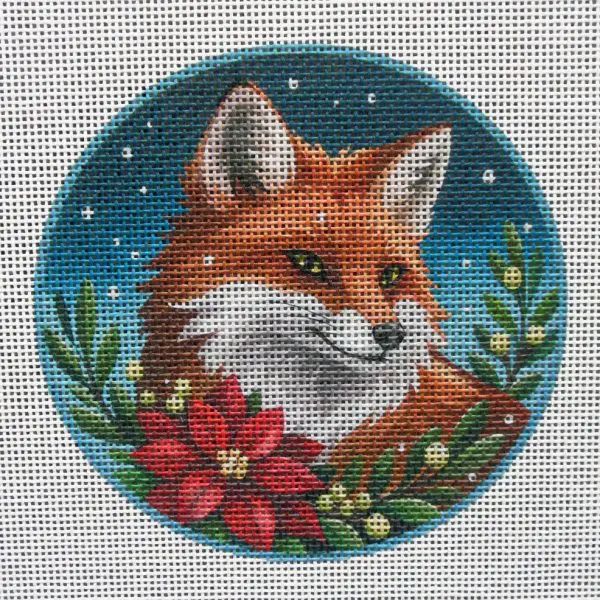 Christmas Fox Ornament Needlepoint Canvas