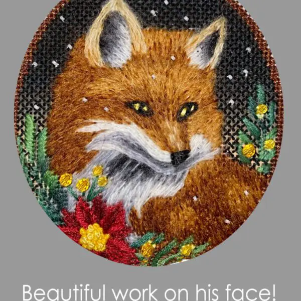 Christmas Fox Ornament Needlepoint Canvas