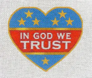 In God We Trust Heart Needlepoint Canvas