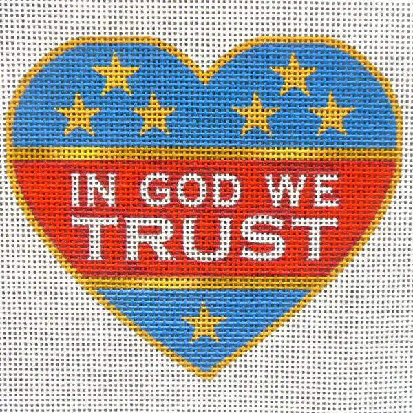 In God We Trust Heart Needlepoint Canvas