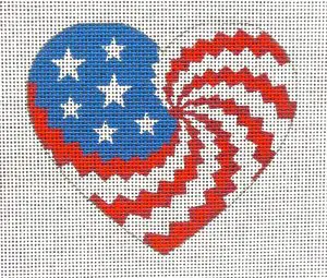 Spiral Flag Heart Needlepoint Canvas