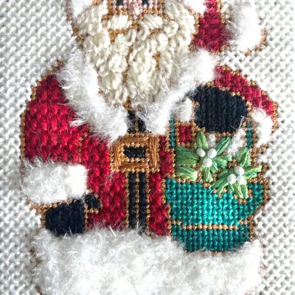 4 Santa Ornaments Needlepoint Canvas