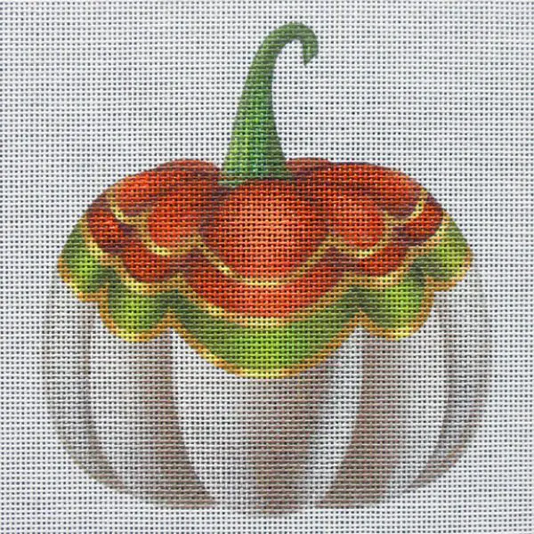 Scalloped White Pumpkin Needlepoint Canvas