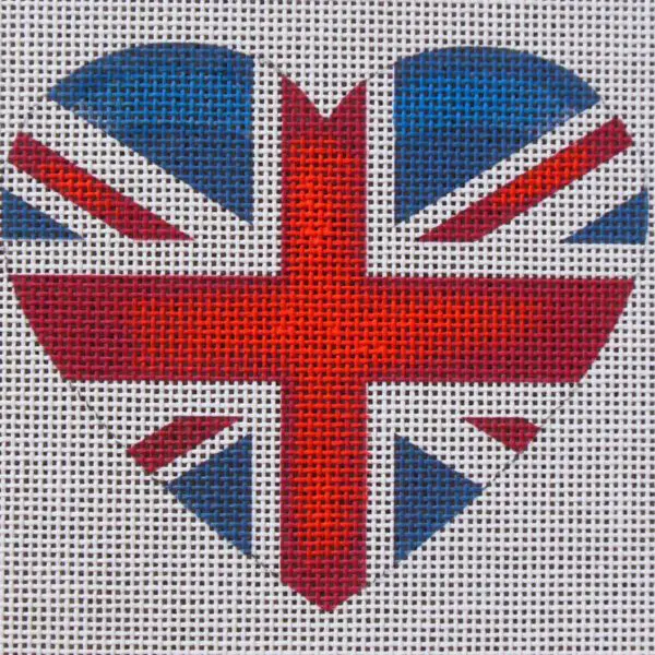 United Kingdom Flag Heart Needlepoint Canvas