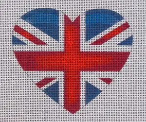 United Kingdom Flag Heart Needlepoint Canvas
