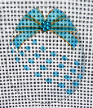 Blue Polka Dot Egg Needlepoint Canvas