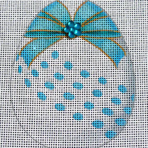 Blue Polka Dot Egg Needlepoint Canvas