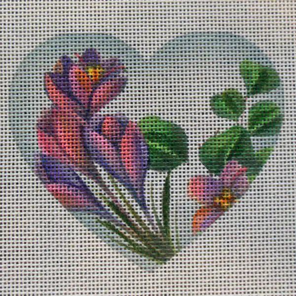 Crocus Heart Needlepoint Canvas