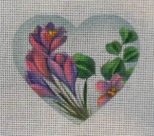 Crocus Heart Needlepoint Canvas