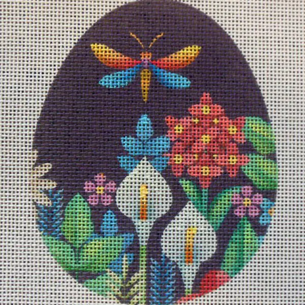 Full Bloom Dragonfly Egg Needlepoint Canvas