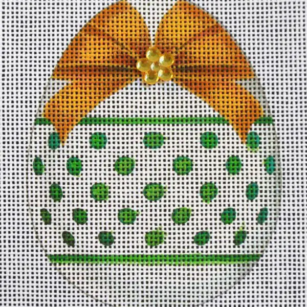 Green Polka Dot Egg Needlepoint Canvas