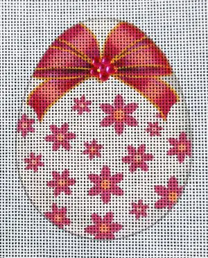 Pink Floral Egg Needlepoint Canvas