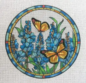 Texas Bluebonnet Butterflies Needlepoint Canvas