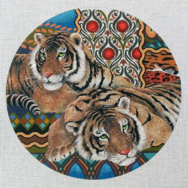 Tapestry Tiger Round Needlepoint Canvas