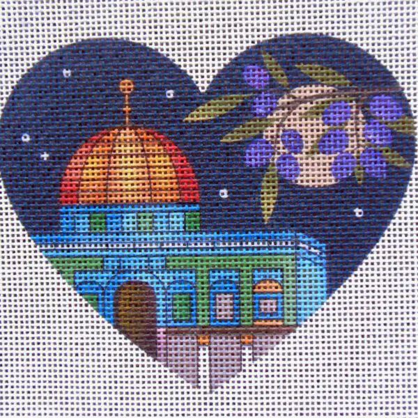 Dome of the Rock Heart Needlepoint Canvas