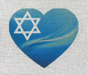 Star of David Sea Heart Needlepoint Canvas