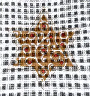 Berry Swirl Star of David Needlepoint Canvas