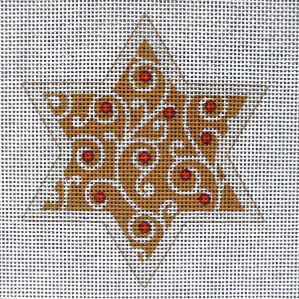 Berry Swirl Star of David Needlepoint Canvas