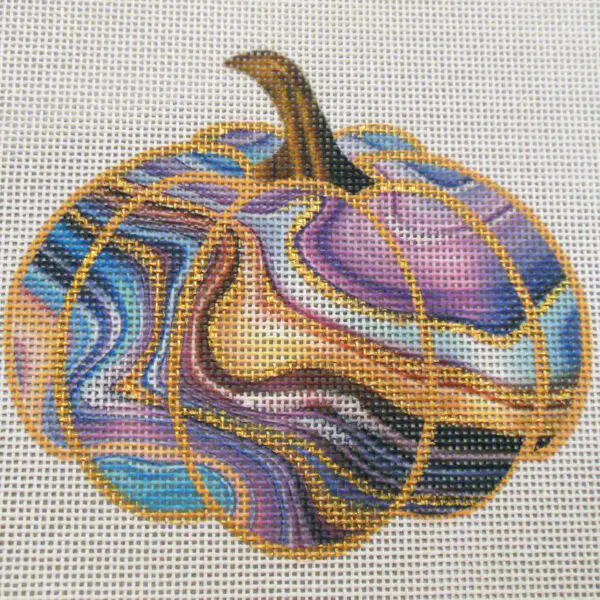 Amethyst Geode Pumpkin Needlepoint Canvas