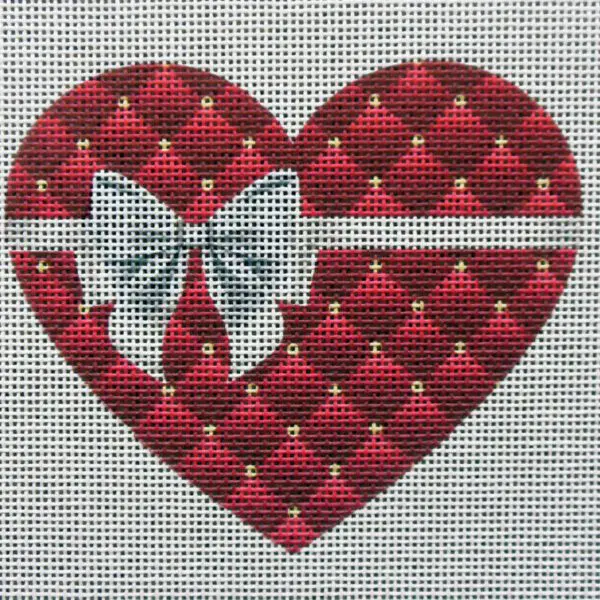 Cranberry Quilt Heart Needlepoint Canvas