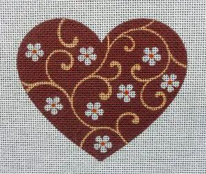 Daisy Dance Heart Needlepoint Canvas